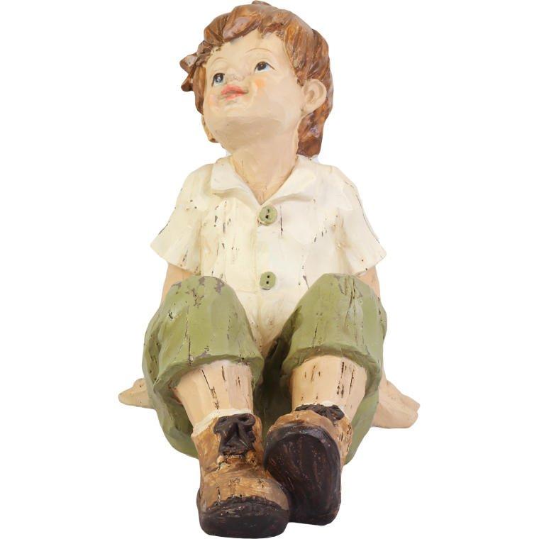 Decorative Figurine Boy In Green Trousers, 26 Cm, Made of Polyresin