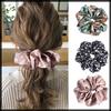 WHITE FANG Scrunchie Hair Hair Floral Stylish and Cute for AZ565 Accessory, Tie, Satin, Women, (Gray Pink)