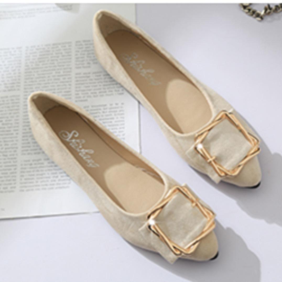 

Женские туфли с квадратными пряжками, мягкая кожаная обувь, повседневная обувь, женские туфли на плоской подошве, рабочая обувь 40 бежевый