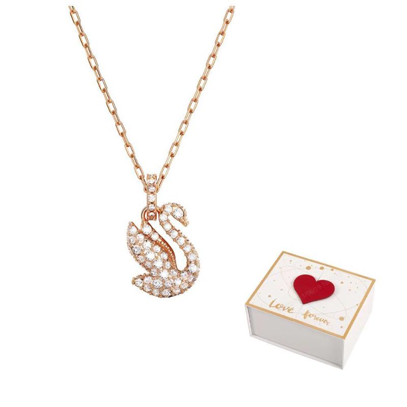 Swarovski Swan Necklaces Womens S-white gift box розового золота