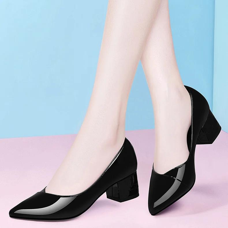 Fashion Women's Shoes Chunky Heels Ladies Pumps Block Heel with Medium Pointed Toe Moccasins Non Slip on Quick Delivery Luxury Brand 39