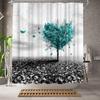 Natural Heart Shaped Tree Shower Curtain Polyester Fabric Bathroom Decoration Waterproof Shower Curtain 180X180Cm