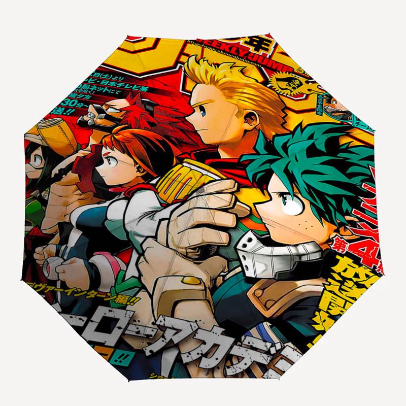 1pc My Hero Academia Automatic Folding Umbrella, Portable 3-Fold Design with 8-Bone Iron Frame, Perfect for Fans, Travelers, Everyday Use, and Festive