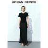 UR2026 Women's Ruched Slim Fit Round Neck T-shirt