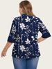 2025 Plus Size Floral Print Casual Two-Piece Seven-Sleeve Top for Women