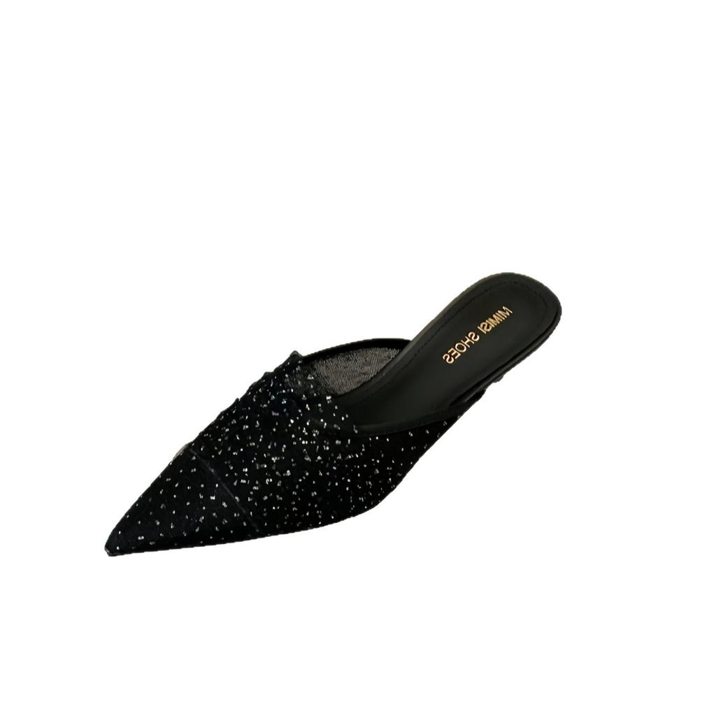French Fairy Breathable Mesh Lace Bag Head Sandals Female Summer Kitten Heel Empty Single Shoes