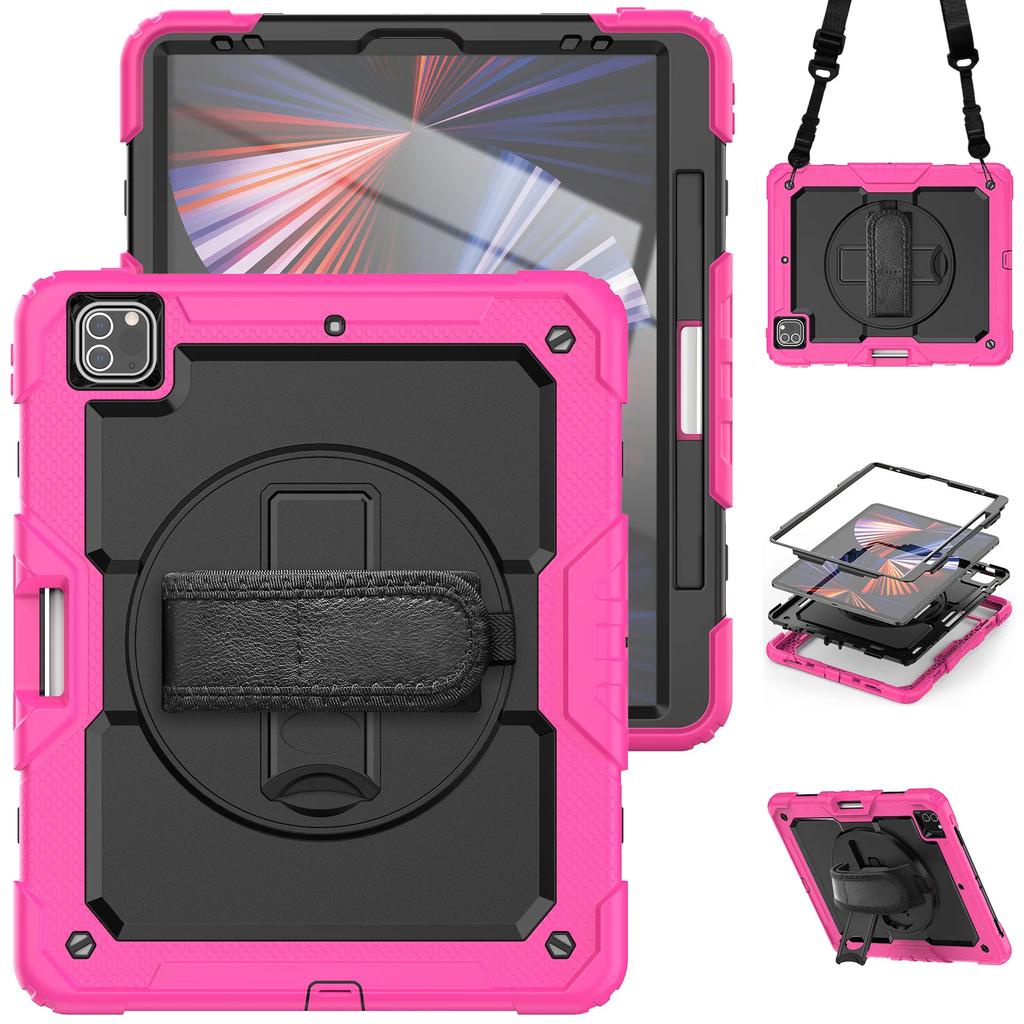 For iPad Pro 11 12.9 13 Inch Case Shockproof Stand Tablet Cover iPad Air 11 4 5 10.9 10th 11th Generation Cases+PET Screen+Strap
