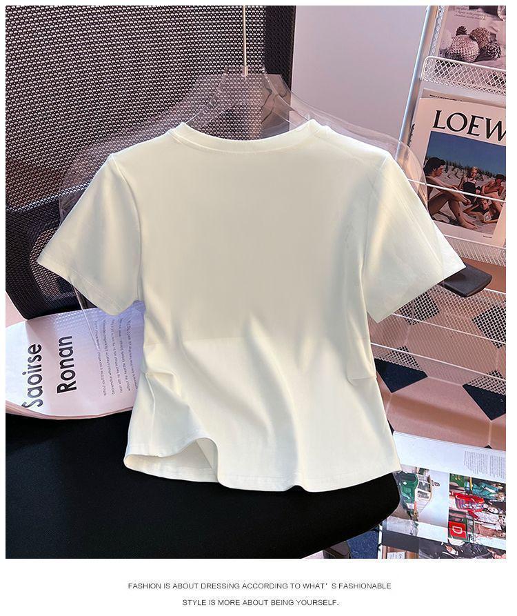 Plus Size Women's Buckle Letter Print Short Sleeve T-shirt: 2025 Summer Loose, Slimming, Casual, Versatile Top