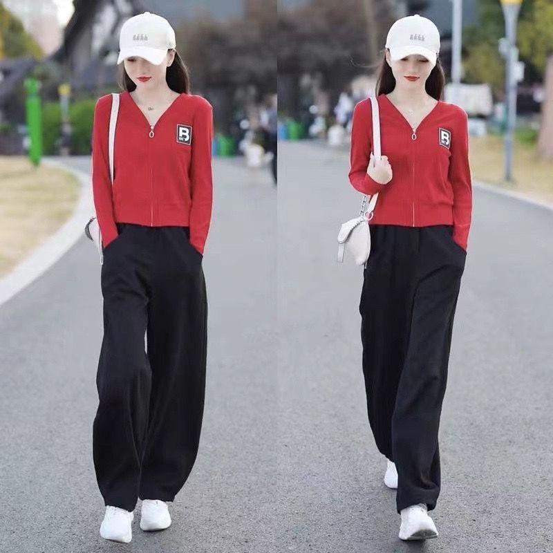 Fashionable and Lazy Style Suit for Women's Short Top Casual Draped Straight Sportswear