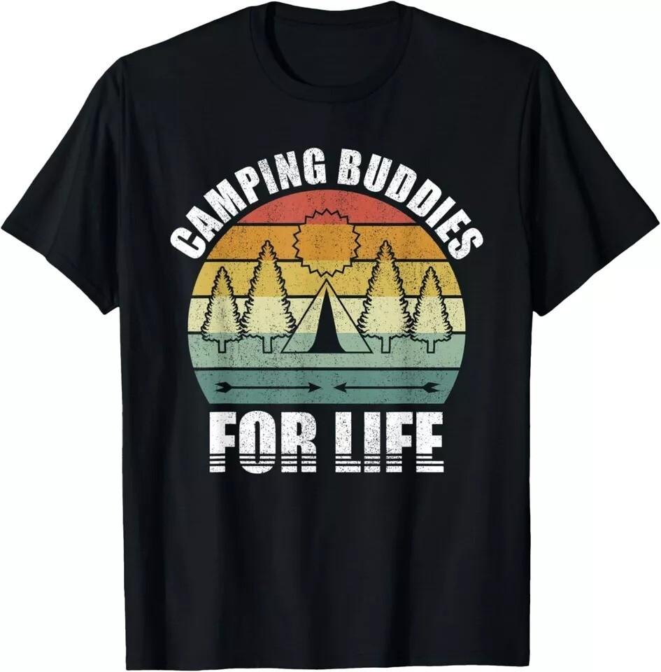 

Retro Camping Buddies For Life Shirt Funny Camping Hiking Gift Unisex T-Shirt 4XL
