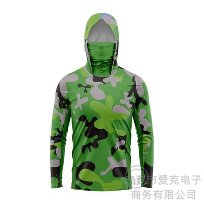 Fischerbekleidung Herren Kapuzen-Sonnenschutzkleidung mit Maske Sommer Atmungsaktive Fischerbekleidung Outdoor Schnelltrocknendes Fischerhemd