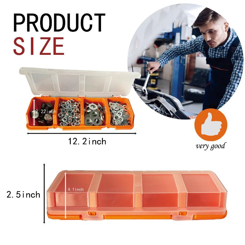 Plastic Screw Parts Organizer Box 4 Compartments Lightweight Portable Storage Holder for Home DIY Craft Nails Screws Hardware