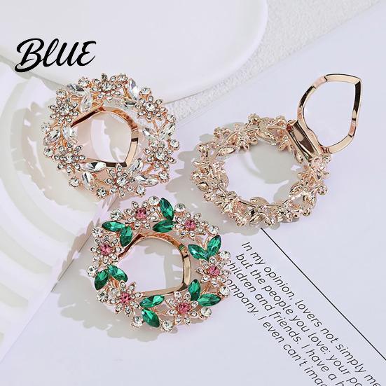Wear-resistant Brooch Women Scarf Fastener Sparkling Rhinestones Leaves Flower Shape