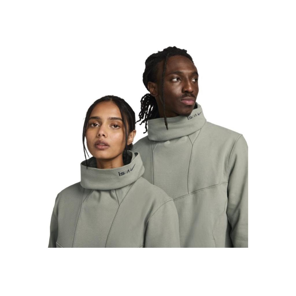 Nike ISPA Patchwork Hooded Pullover Long Sleeve Sweatshirt Unisex Tops Dark-Mud-Gray FJ7351-053