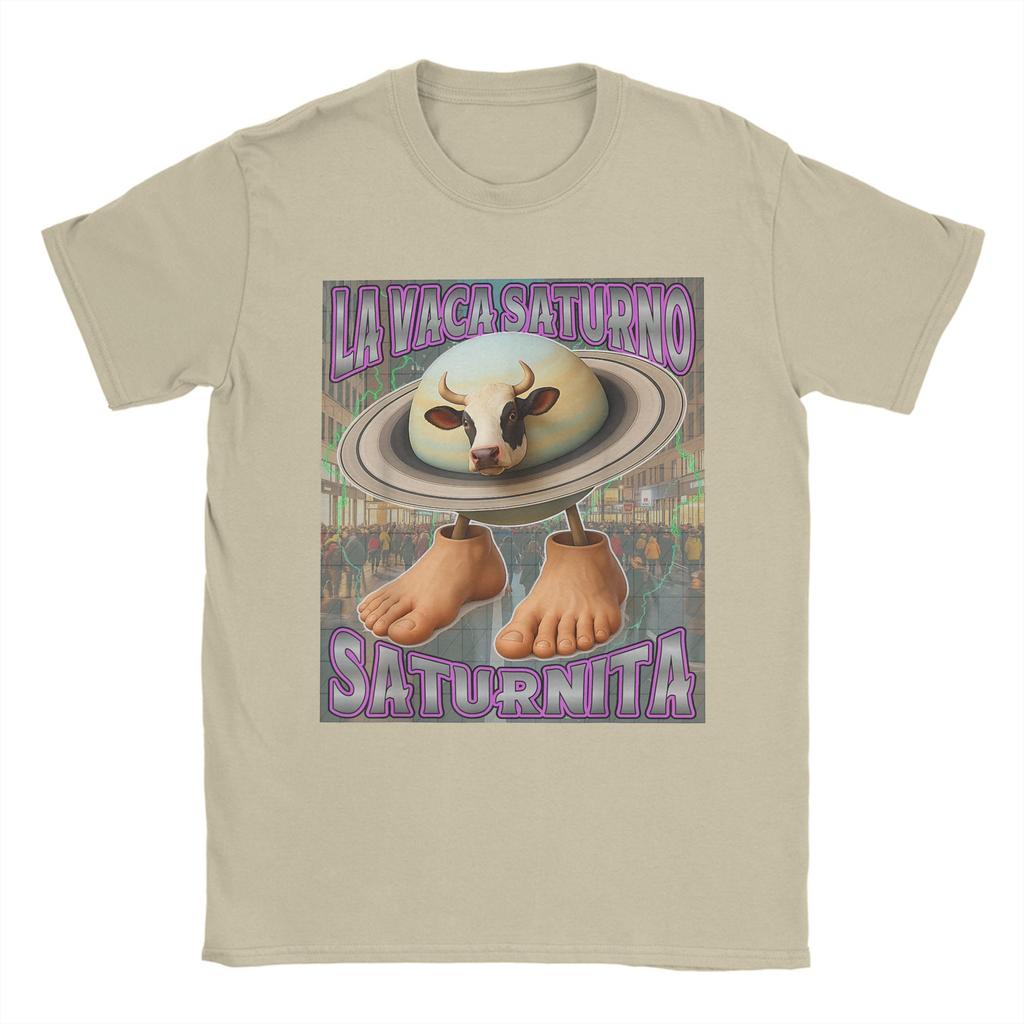 Casual T-shirt Sommar Saturnita La Vaca Saturno Italiensk Hjärnröta Mode T-shirts Tee Shirt för Man Kortärmade Tees