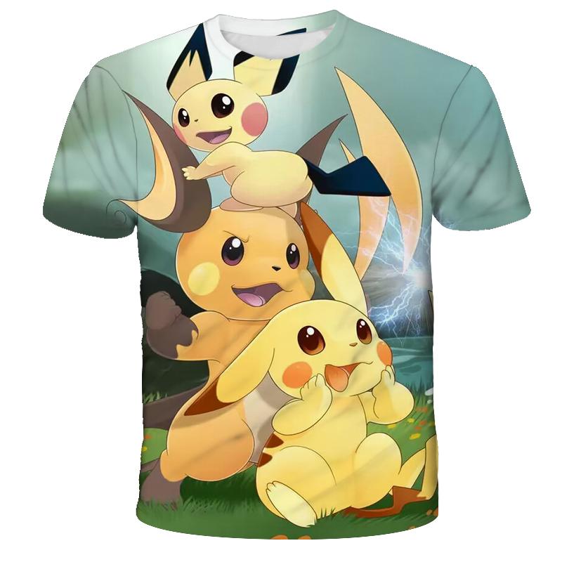 

Summer Children s Pokemon Fashion Clothing Boys Short Sleeved Pikachu Girls Casual T-shirts 110