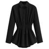 Women's Plus Size Blouse Korean Style Spring Autumn Loose Elegant Casual Mid-length Tops Long Sleeved Waist Cinching Shirts