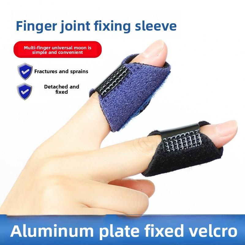 

Single Knuckle Splint Breathable Aluminum Plate Protective Cover Finger Straightening Velcro Fixing Belt Removable Protective Gear One size, single синій
