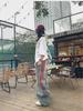 Unisex Striped Distressed Jeans - 2024 Spring Collection: Loose Wide-Leg Fit (Men & Women)