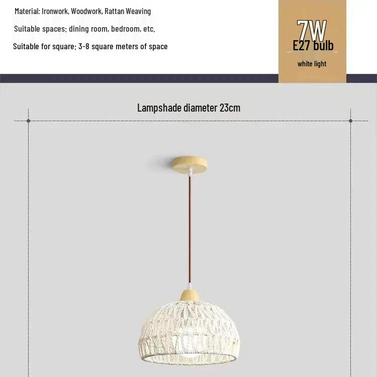 Solid Wood Pendant Light: Japanese Style Dining, Bar, Bedroom, Balcony, Retro Rattan Art, Cream Finish, Long Line Design.