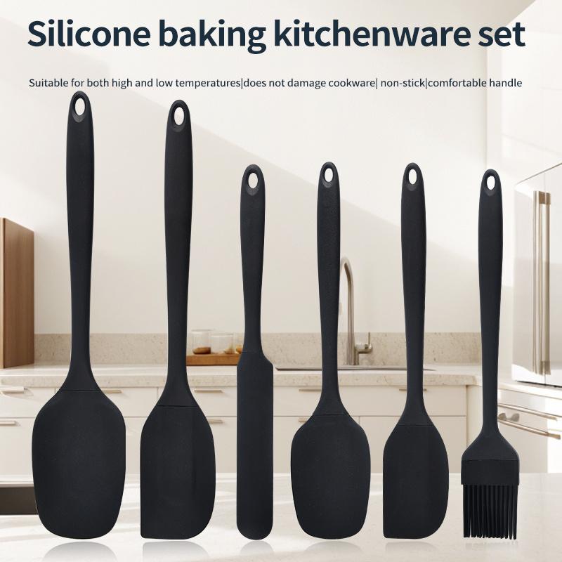 6-Piece Silicone Baking Tools Set, Macaron Color Spatulas Scrapers Oil Brush for Cooking Cake Cream Cheese