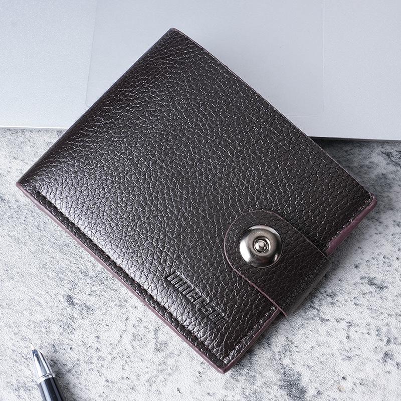 Men's Leather Magnetic Snap Wallet with Zipper – Horizontal Style for Holding Driver's License