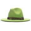 Four seasons flat woolen top hat, metal leopard print belt, big-brimmed felt hat, plain weave top hat