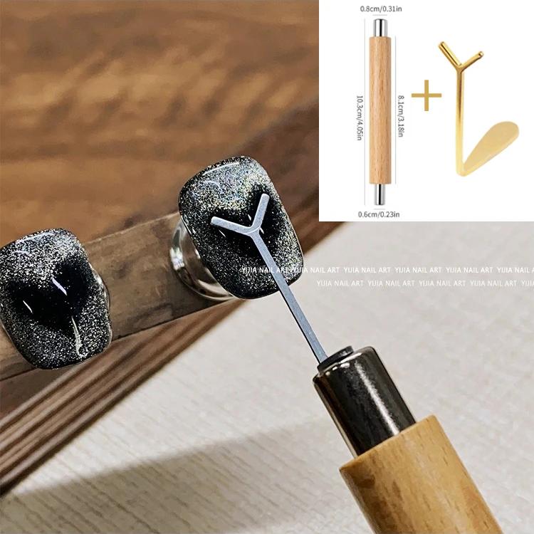 Cat Eye Nail Magnet Set With Y-Shape Wire Precision Heart & Ingot Designs, Odorless Nail Art Accessories For Stun Magnetic Shine