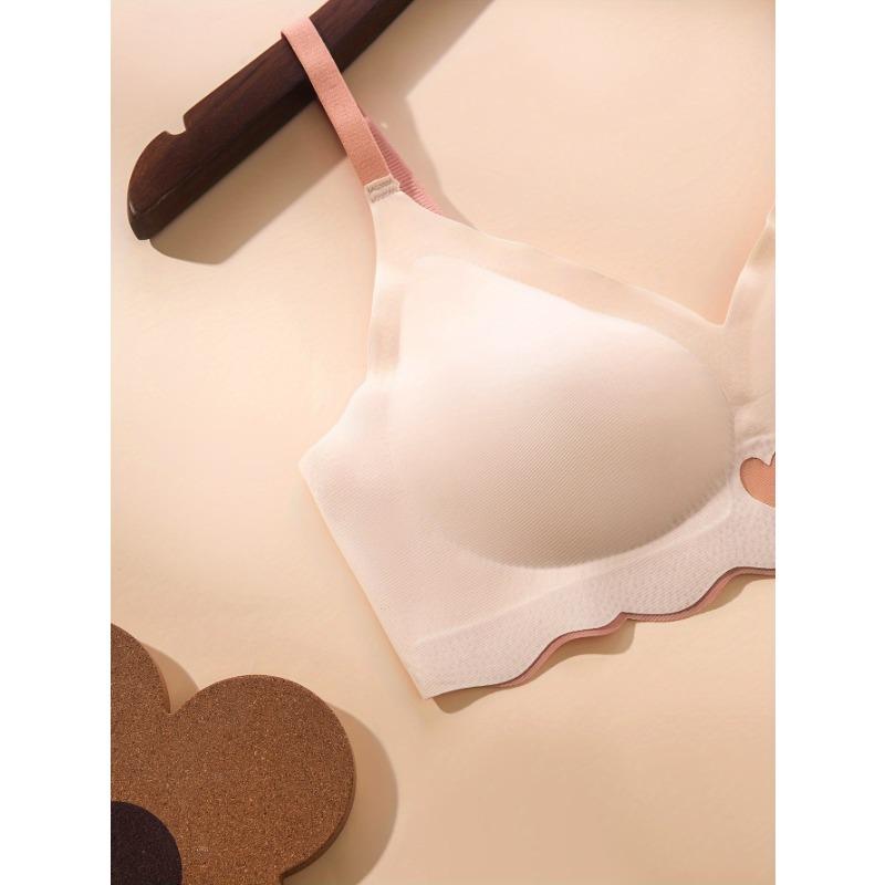 Women's Black Wireless Seamless Bra with Heart Detail Comfortable Push Up Bralette