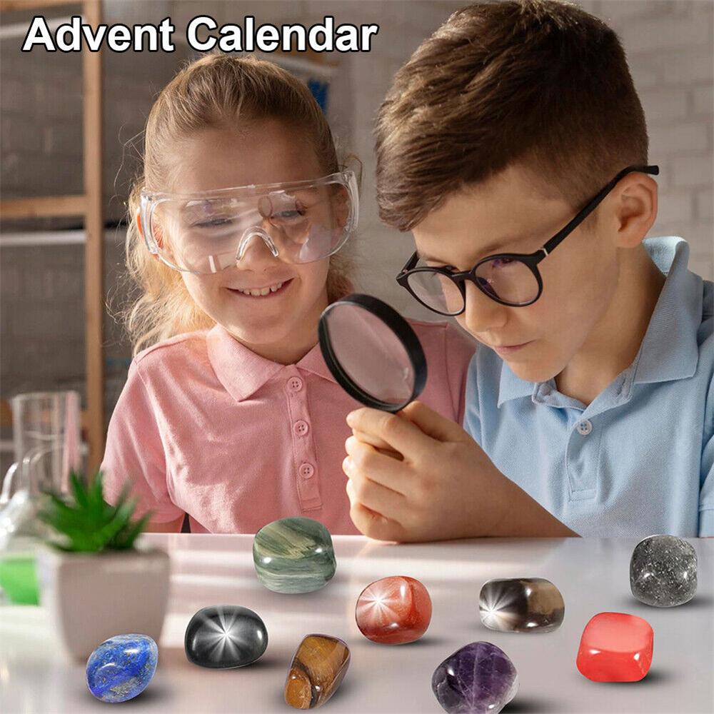 2023 Jul 24 dagers adventskalender Naturlig krystallstein Xmas Blindboksgave