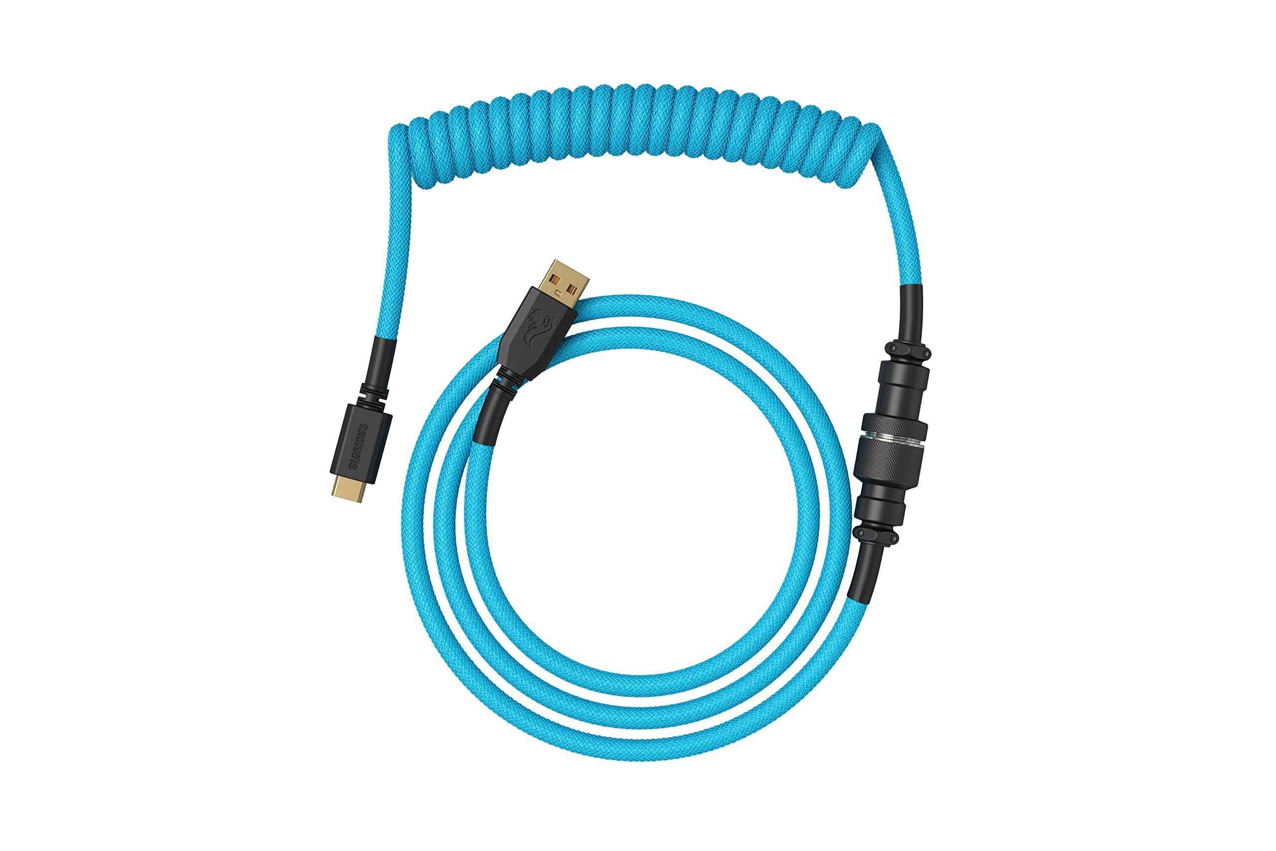 

Glorious Light Blue Coiled Cable for Gaming USB to with Detachable Aviator Keyboards, Type-C Type-A 5-Pin