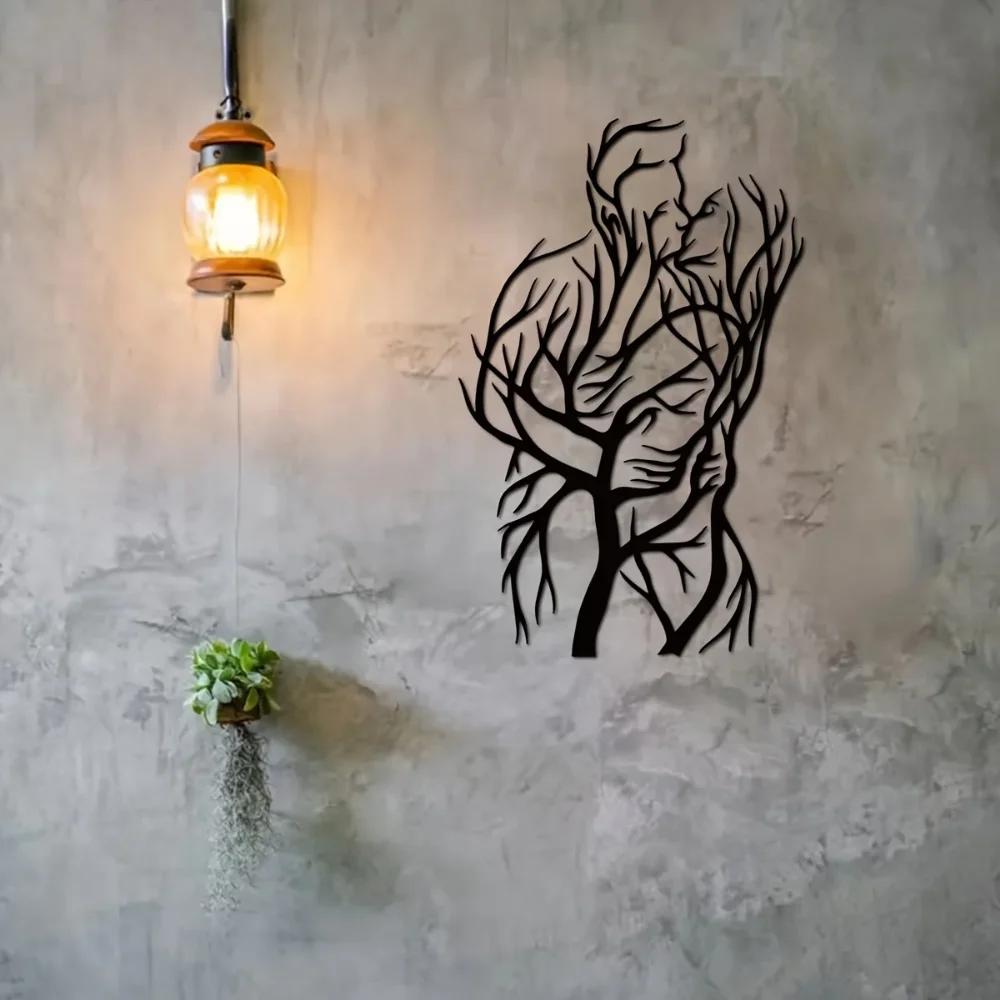 1 stk moderne abstrakt metalltre veggkunstskulptur - ideell for hjemmeinnredning, bryllupsgaver og hengende veggkunst