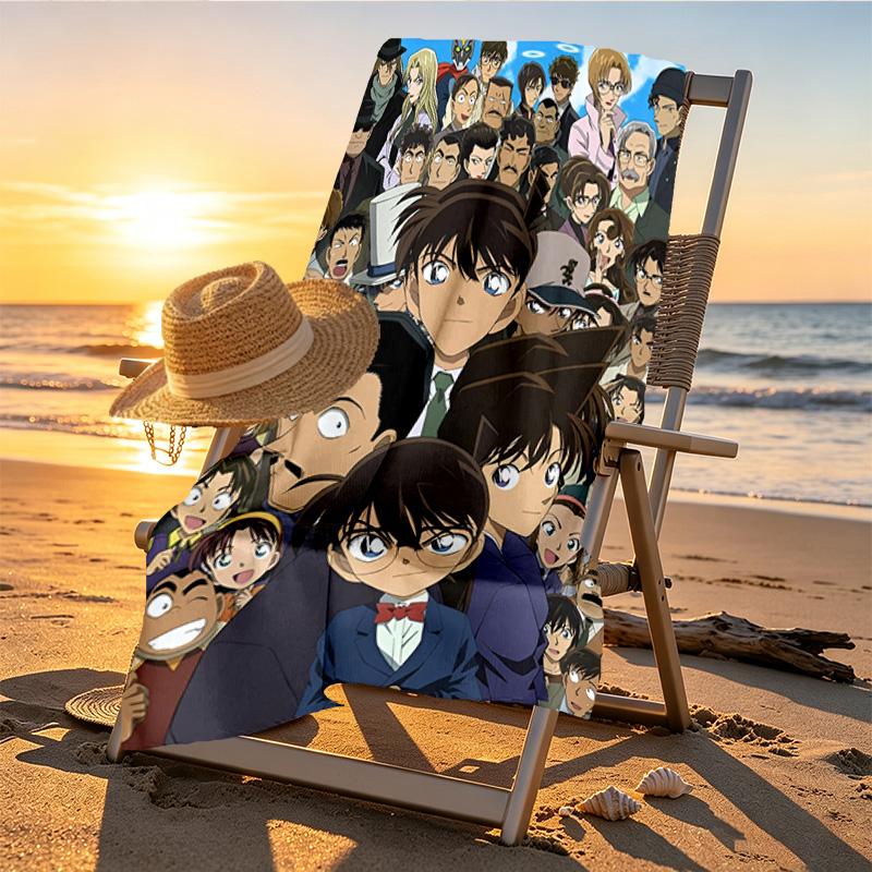 Detective Conan Print Beach Towel Design, Soft, Lightweight. for Home Bathroom, Spa, Pool, Yoga, Surfing, Camping, Gift for Family, Friend