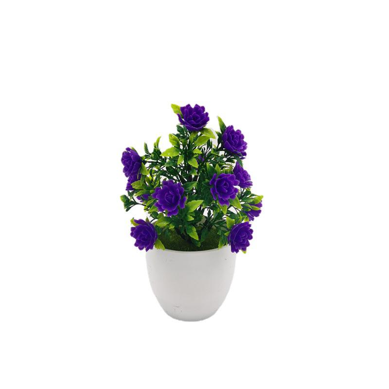 Artificial Green Plant Ornaments: Small Potted Rose Bonsai for Home Décor