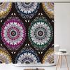Sztuka łazienkowa Styl boho Zasłona prysznicowa Średniowieczna minimalistyczna sztuka Boho Poliester Zasłona do łazienki 180X180cm Z 12 haczykami