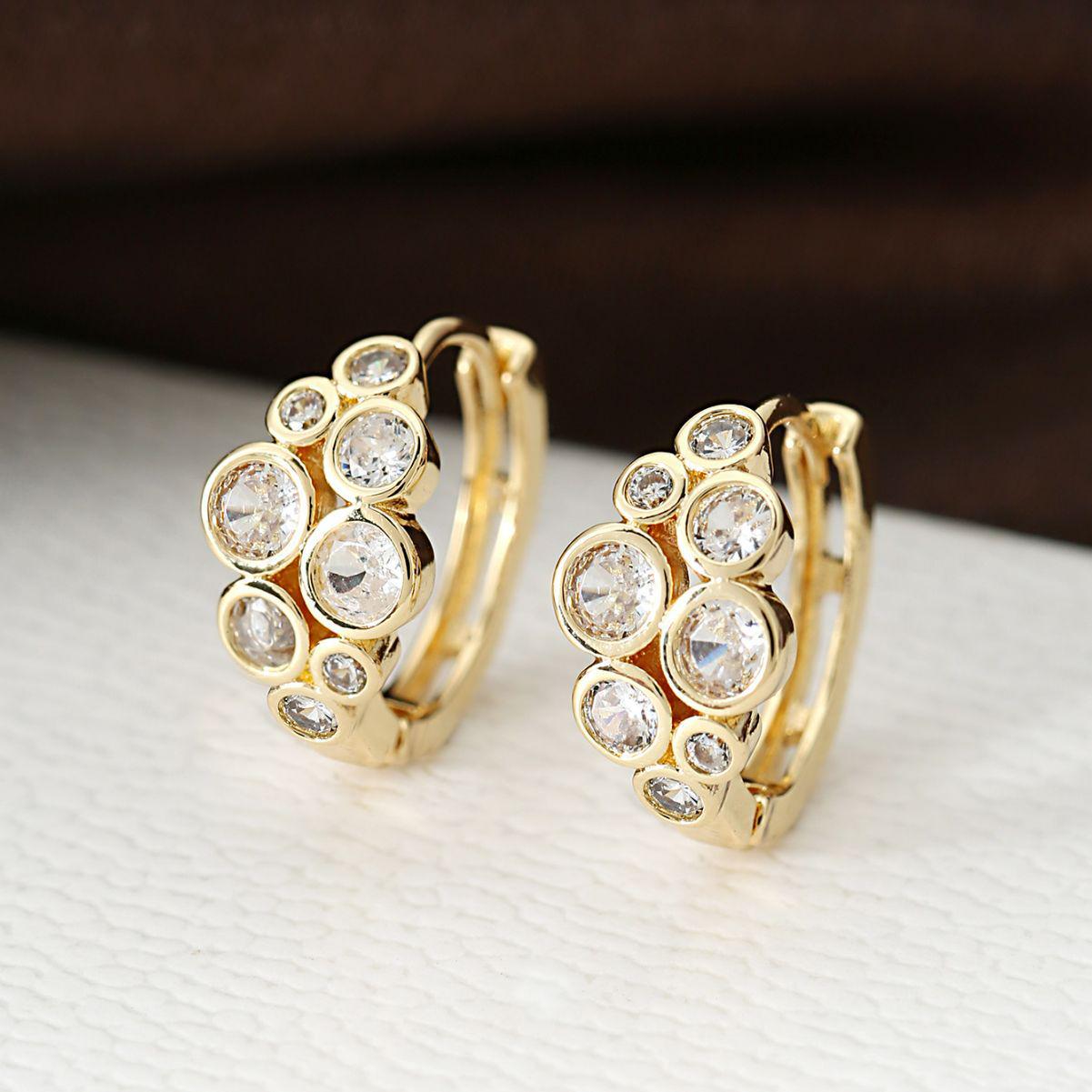 

Элегантные круглые серьги с цирконами: Европейско-американский стиль