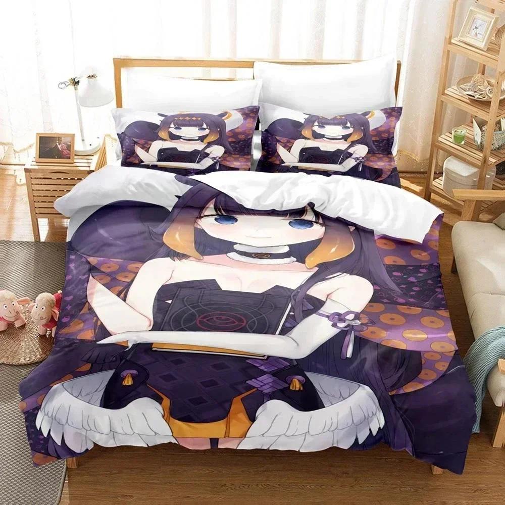 3D Ninomae Inanis holoEN Bedding Set Duvet Cover Sheet Printed Bed Set Pillowcase Bed Full Queen King Size Comforter Bedroom