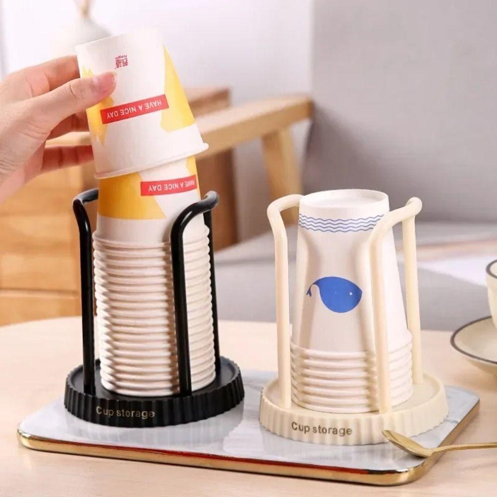 

Plastic Paper Cup Holder Durable Cup Rack Home Supplies Disposable Cup Storage Holder Space Saving бежевий