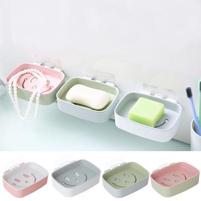Wall Mount Soap Dish Double Layers Quick Drain No Drill Adhesive Modern Kitchen Bathroom Shower Soap Holder Container Box Saver