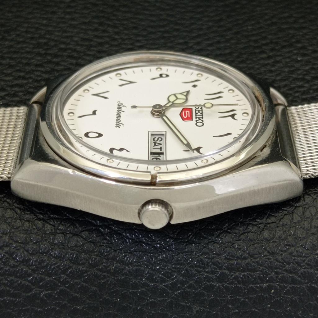 Seiko 5 AUTOMATIC VINTAGE JAPAN 6319A MENS ARABIC WHITE DIAL WATCH A701353-5 R206a-a701353