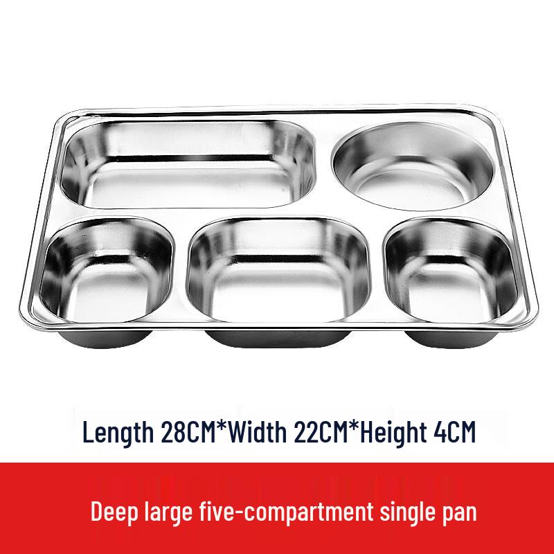 Lijia Fitment 5-Compartment Stainless Steel Canteen Tray