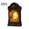 Gothic Home Ornament Tombstone Candle Lantern, LED Lighted Spooky Graveyard Table Lamp, Halloween Festival Gift Small Night Light for Haunted