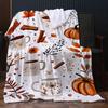 1pc Digital Printing Autumn Elements Leaf Pumpkin Pattern Flannel Blanket, super soft and comfortable lightweight throw blanket