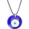 European & American Pink Wax Rope Necklace with Turkish Blue Evil Eye Pendant