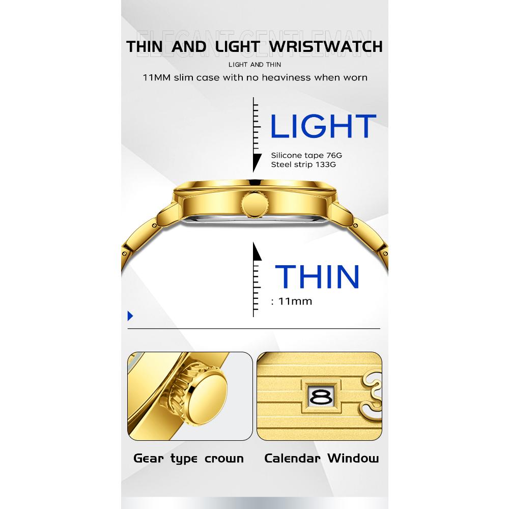 OFNS Fashionable Thin Men's Quartz Watch Waterproof Night Light Single Calendar Simple Ccasual Men's Quartz Watch