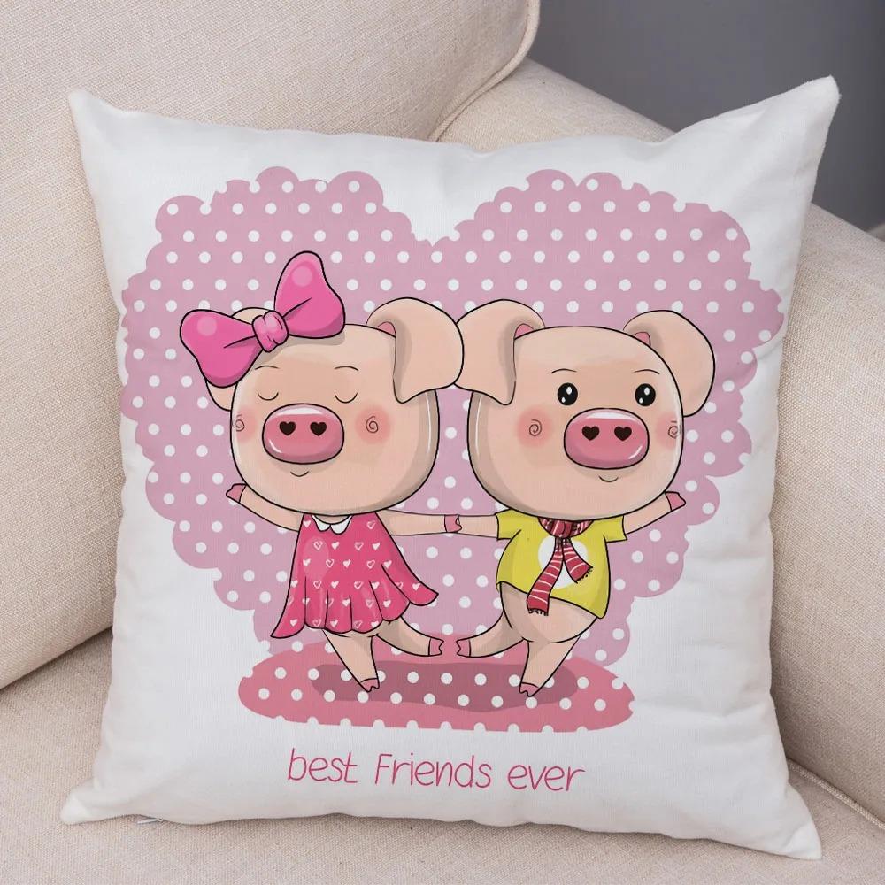 Büro Wohnzimmer Zuhause Kissenbezug Cartoon Haustier Schwein Kissenbezug Auto Ornamente