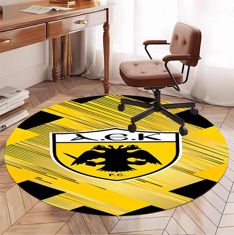 AEK Athens FC Pattern Round Rug, Indoor/Outdoor Mat, for Picnic, Gameroom, Bedroom, Office, Living Room, Home Decor Carpet, Birthday Gift