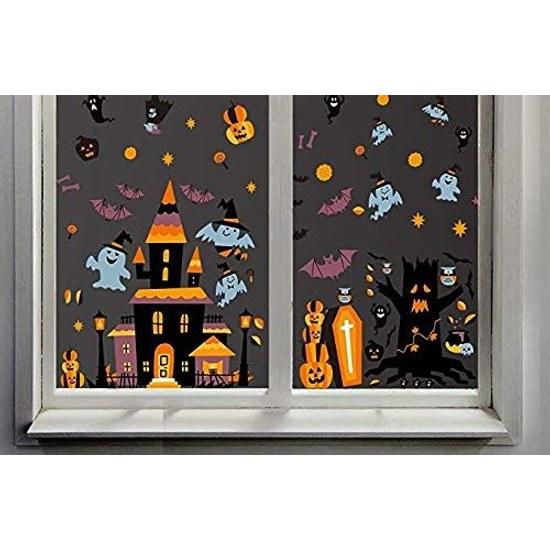 LOKIPA Halloween decorations static stickers removable non-staining 135pcs included electricity seals window small items room decor interior glass
