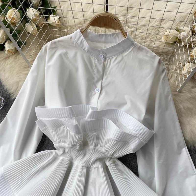 Women's Long Sleeve Ruffle Pleat Top - Slimming, Versatile, and Stylish for Spring