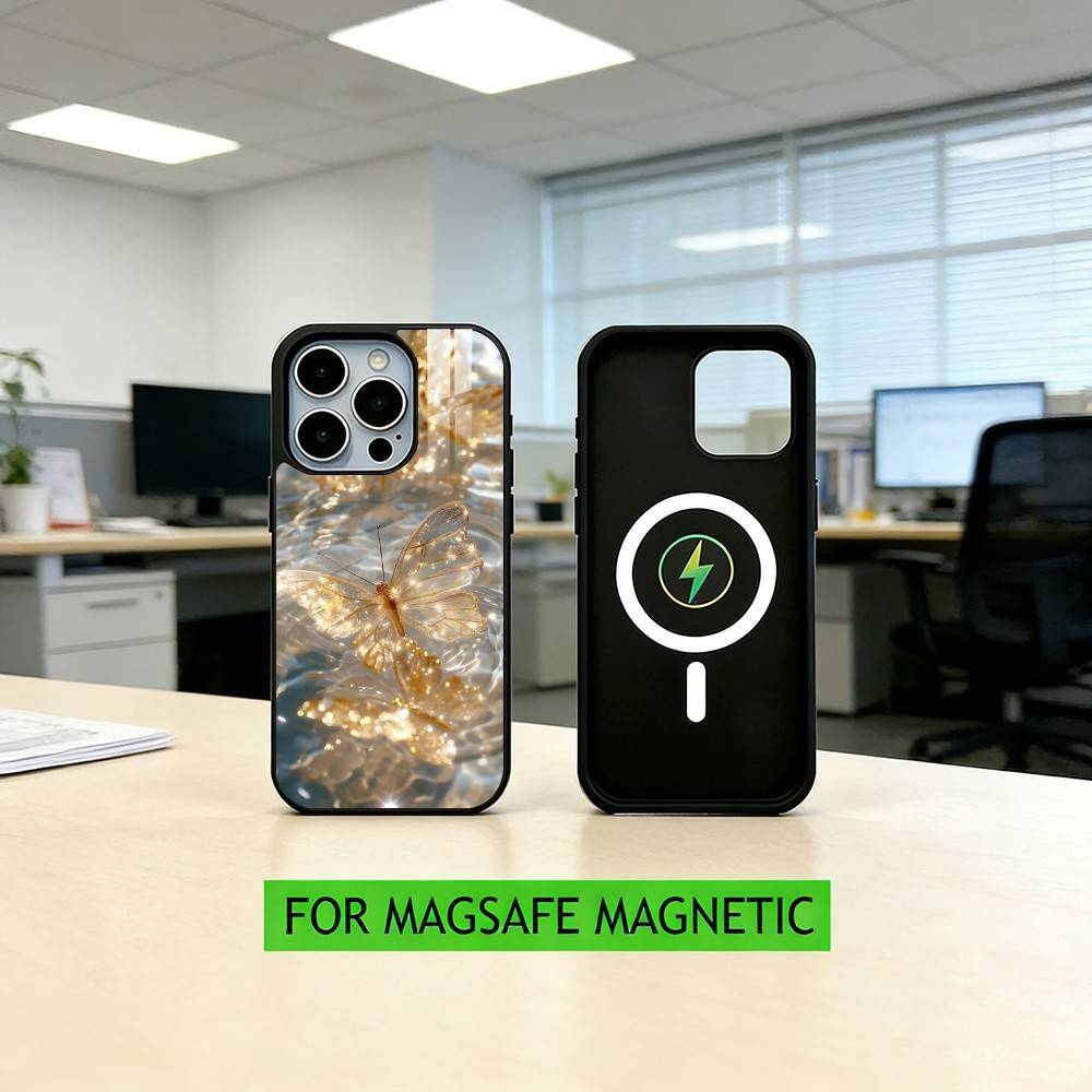 

G-Glow in the dark B-butterfly Phone Case For iPhone17,16,15,14,13,12,11 Plus,Pro Magnetic For Magsafe Wireless Charging iPhone17Promax